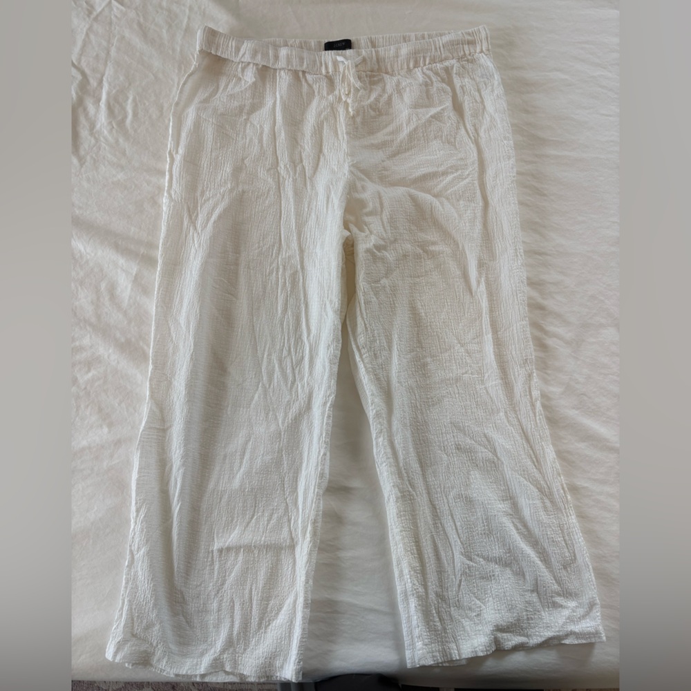Lightweight White Drawstring Wide-Leg Pants - Picture 6 of 10